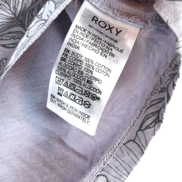 Roxy Boxy Cropped Floral Tee Shirt Medium Tropical Hibiscus Print Summer Surf - Picture 3 of 7
